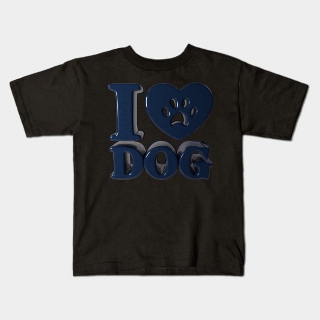 3D I Love Dog - Glossy-Paint Kids T-Shirt by 3DMe